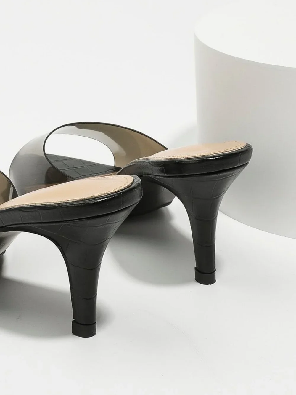 Black Sexy Women's Pointed Toe Slip-On High Heel Sandals